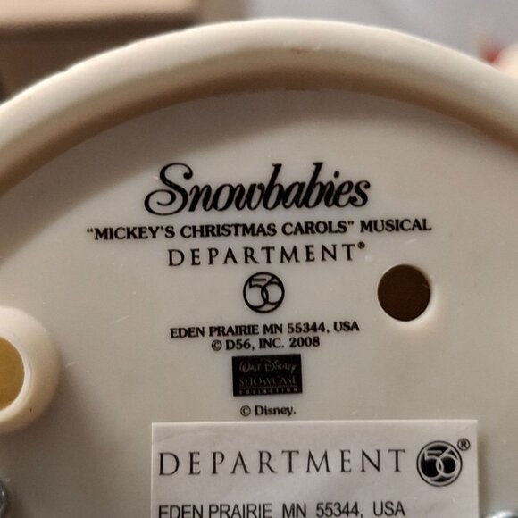 Disney Mickeys Christmas Carols Department 56 Musical Snowbabies Figurine Works - Picture 6 of 6